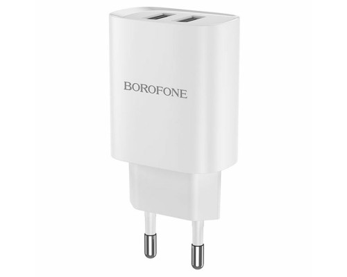 Адаптер питания 220V -> 5V 2100mA Borofone BN2 2xUSB A белый