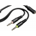 Гарнитура Defender Abyss с регулятором громкости, 2м, 2х3.5 мм mini-jack, переходник 4pin 3.5 мм mini-jack, черный (64548)